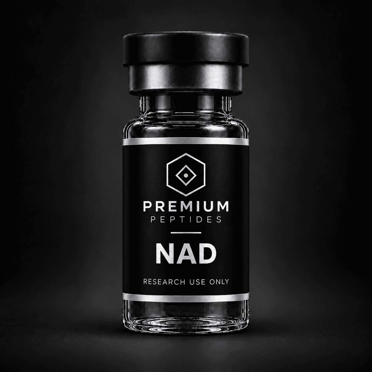 NAD research vial, studio photograph